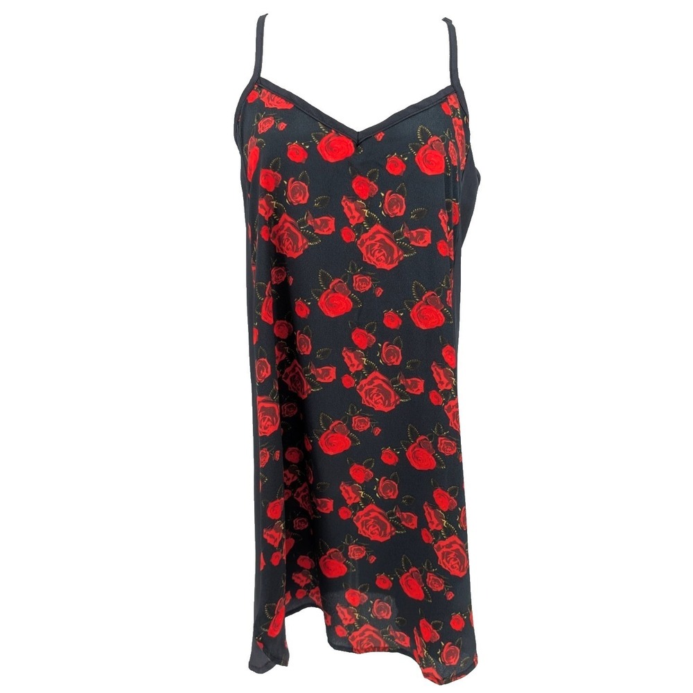Metal Mulisha Lithium Rose Print Slip Dress Black Small Moto Y2K Goth Alt‎ Punk